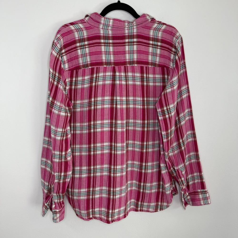 J.Crew Plaid Button Down Shirt Pink‎ Green Long Sleeve Sz L Cotton Flannel Cozy - Picture 5 of 11